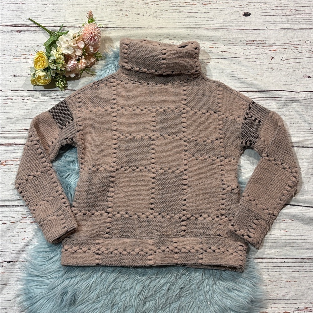 PrAna Crestland Pullover Wool Blend Turtleneck Women's Cozy Knit Sweater Pink